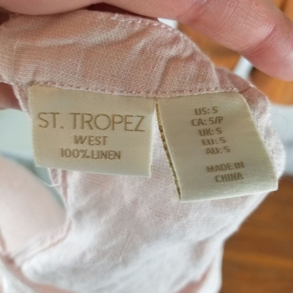 St. Tropez Pink Sleeveless Dress 100% linen Small - Picture 2 of 5